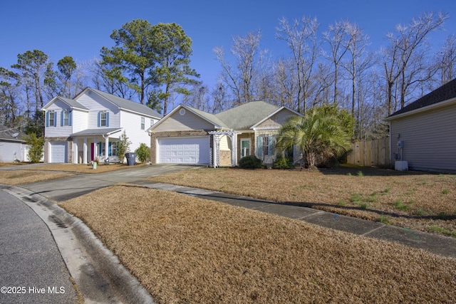 view of front of property with a garage