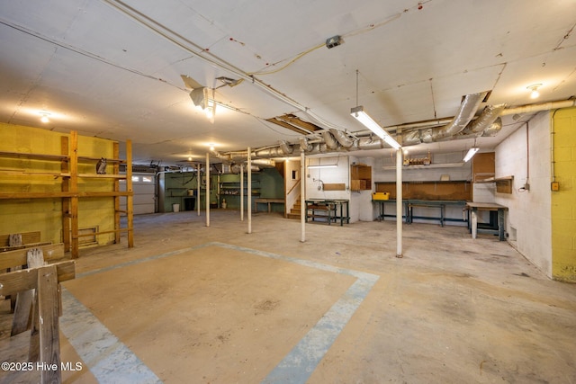 unfinished below grade area with stairway