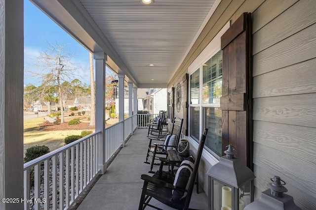 view of patio featuring a porch