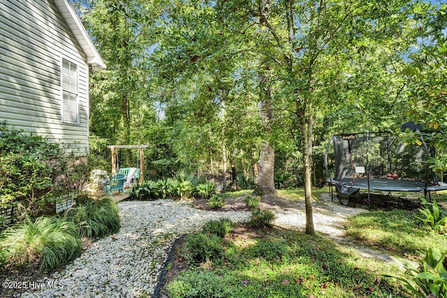 view of yard with a trampoline