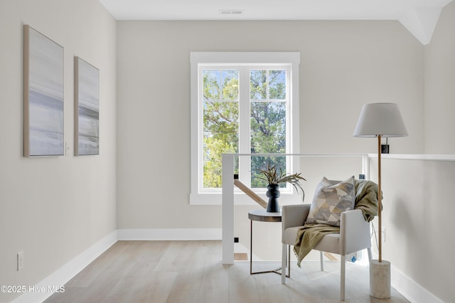 living area featuring light wood-type flooring