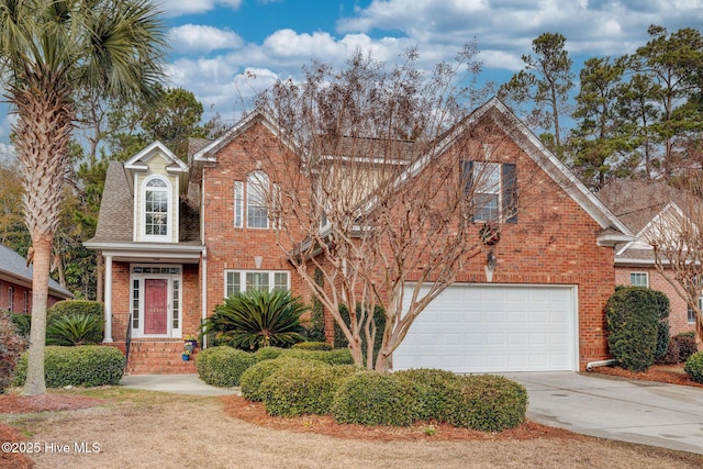 view of front property with a garage