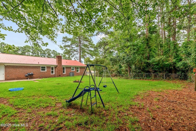 view of yard with a playground