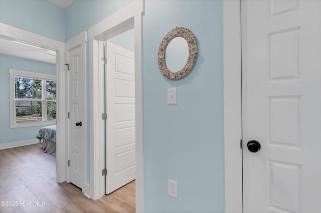 corridor featuring light hardwood / wood-style flooring