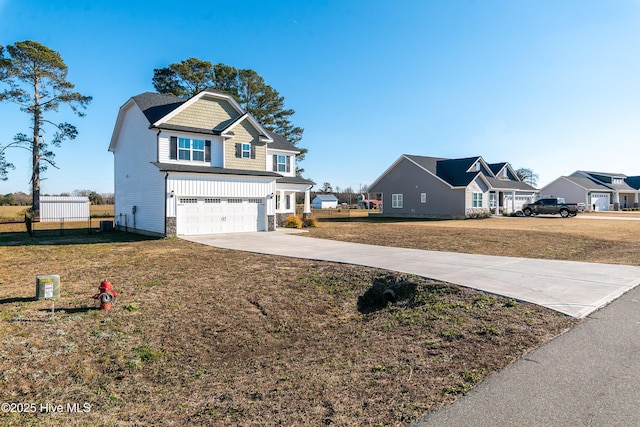 view of yard with a garage