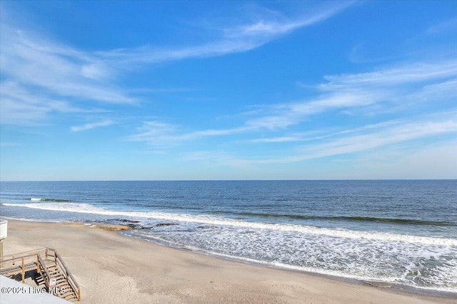 view of water feature featuring a beach view