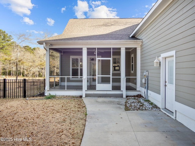 doorway to property with a patio