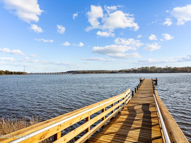 view of dock featuring a water view