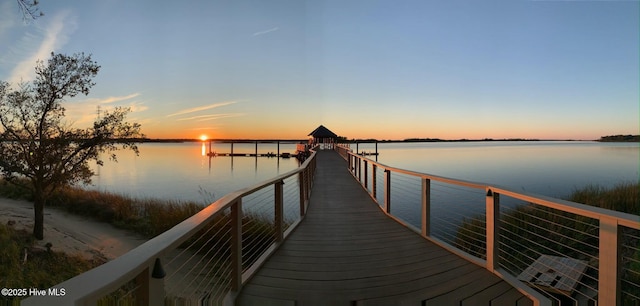 view of dock featuring a water view