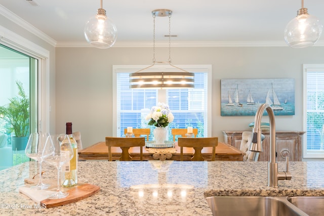 interior space featuring crown molding