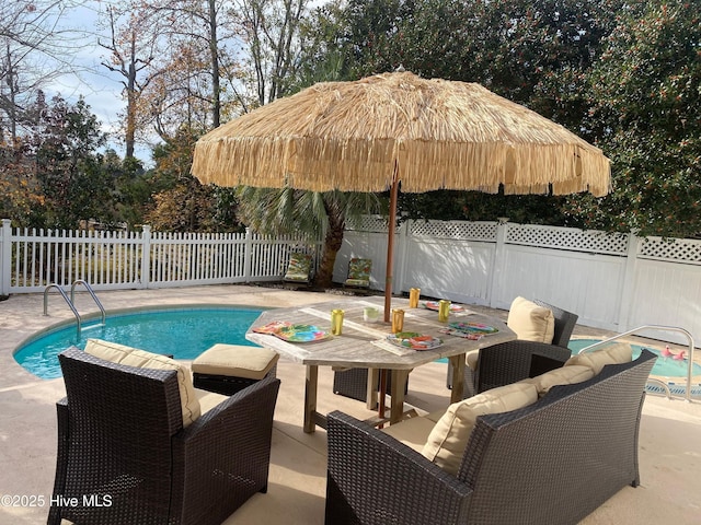 view of pool featuring a patio area