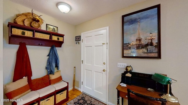 mudroom with hardwood / wood-style flooring