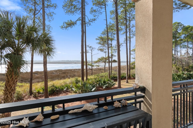 balcony with a water view