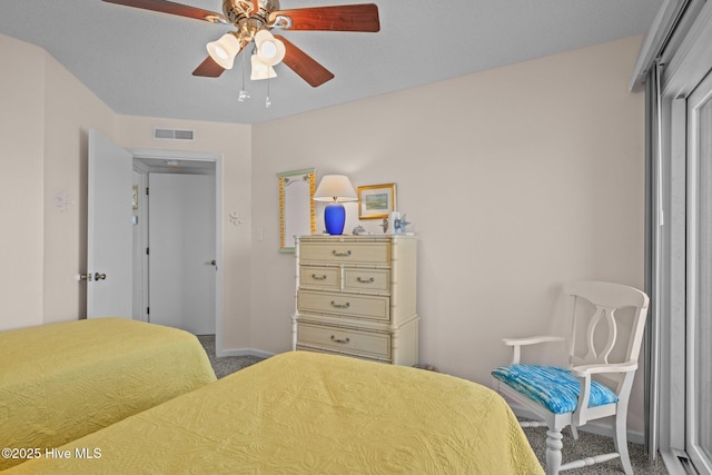 bedroom with carpet flooring and ceiling fan