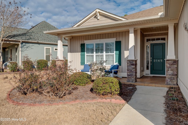 property entrance with a porch