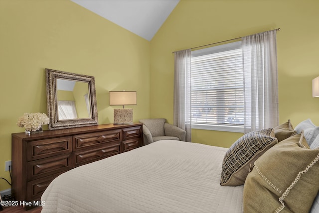 bedroom with vaulted ceiling