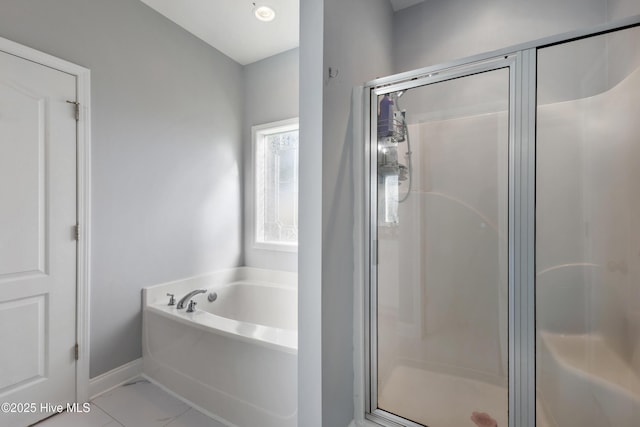 bathroom with plus walk in shower