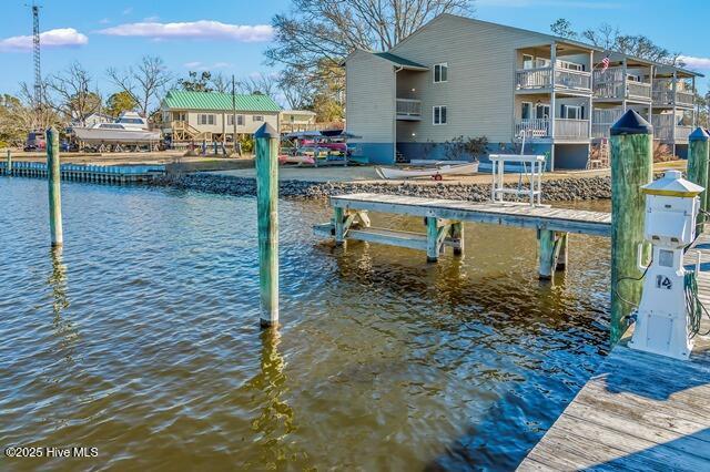 dock area featuring a water view