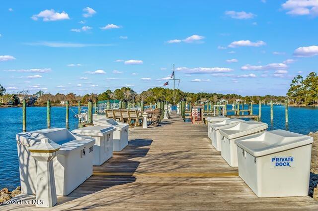 view of dock featuring a water view