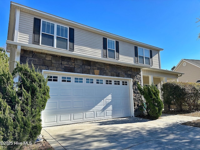 front facade with a garage