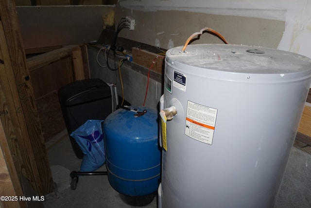 utility room featuring electric water heater