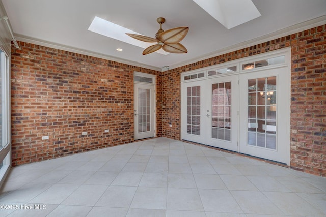 view of patio with french doors and ceiling fan