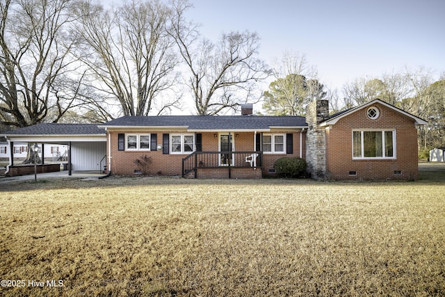 single story home with a carport and a front yard