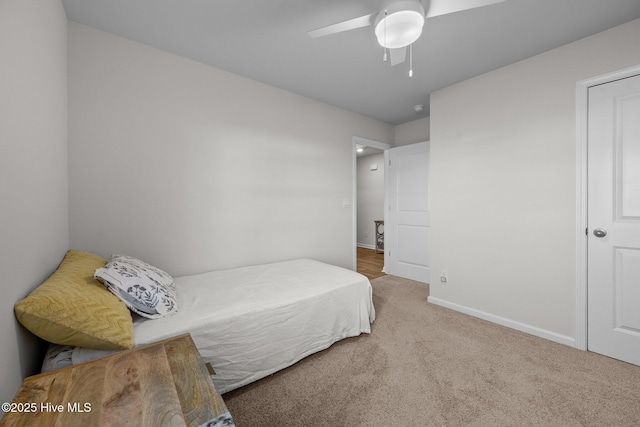 bedroom with carpet and ceiling fan