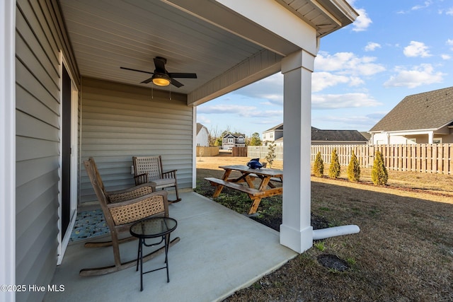 view of patio with ceiling fan