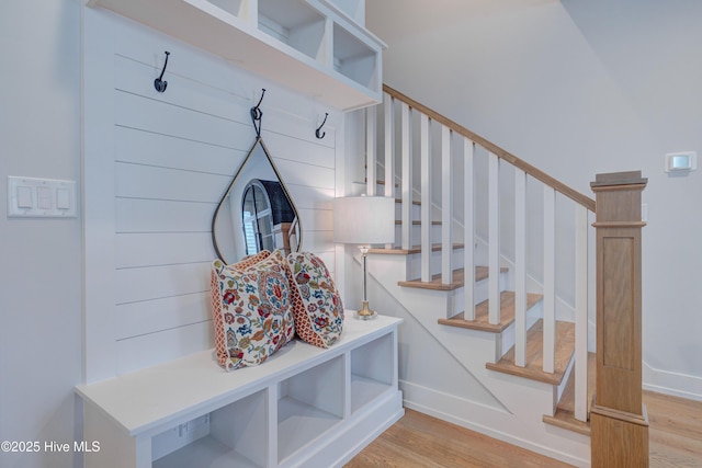 mudroom featuring light hardwood / wood-style flooring