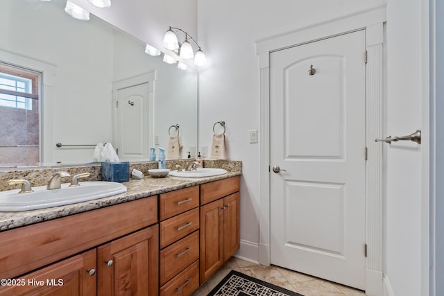 bathroom featuring vanity and tile patterned floors