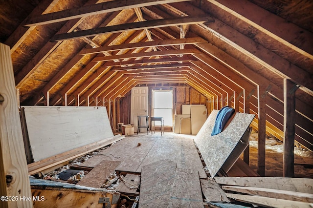 view of unfinished attic