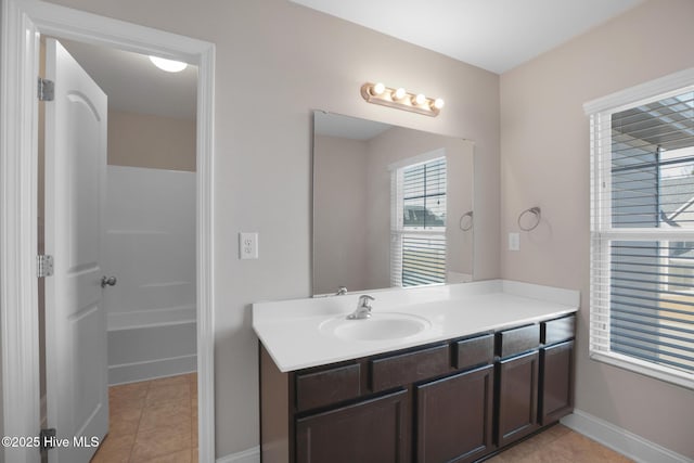 bathroom featuring tile patterned flooring and vanity