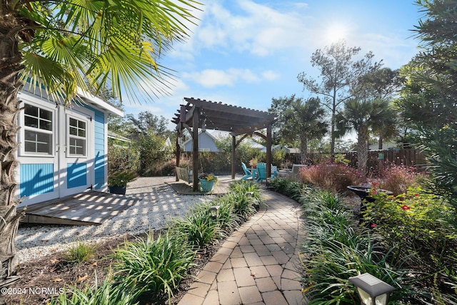 view of patio with a pergola