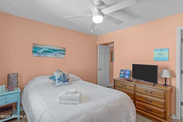 bedroom featuring ceiling fan