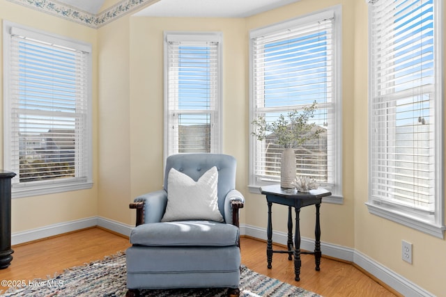 sitting room with hardwood / wood-style floors