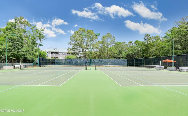 view of tennis court with basketball court