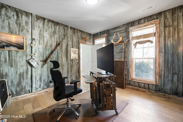 office space featuring hardwood / wood-style flooring