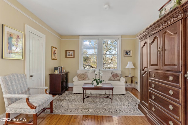 living area with light wood-type flooring