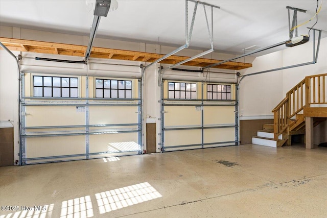 garage with a garage door opener