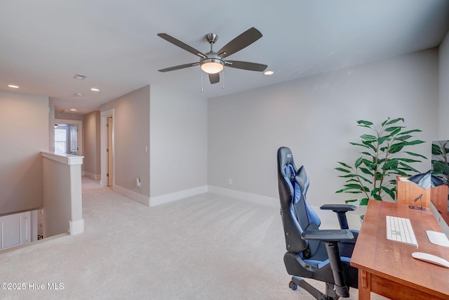 office area with light colored carpet