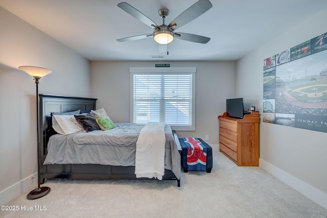 bedroom featuring carpet and ceiling fan