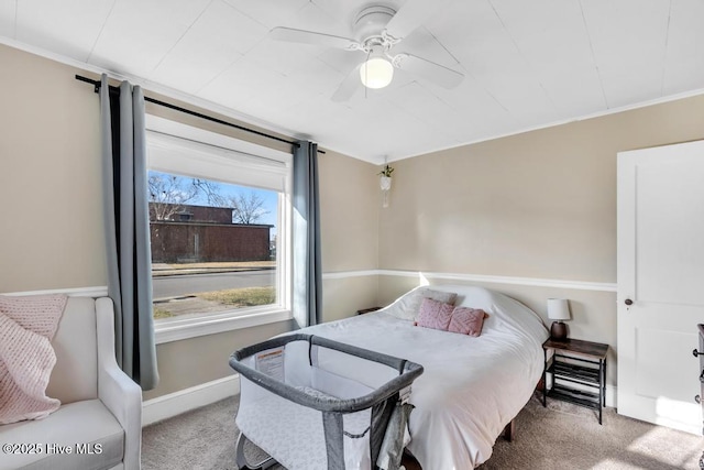 bedroom with carpet floors and ceiling fan