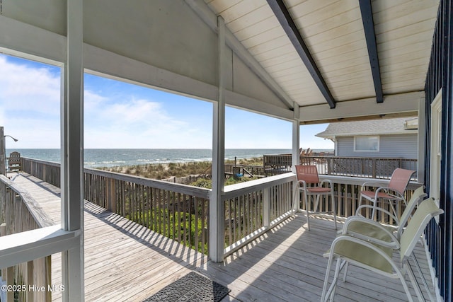 deck with a water view