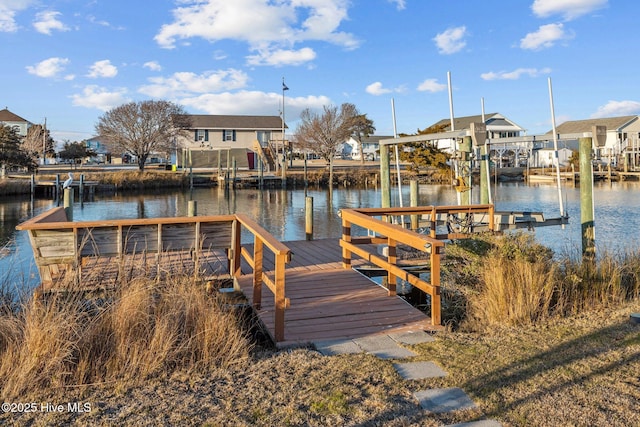 view of dock featuring a water view