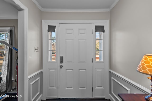 foyer with ornamental molding