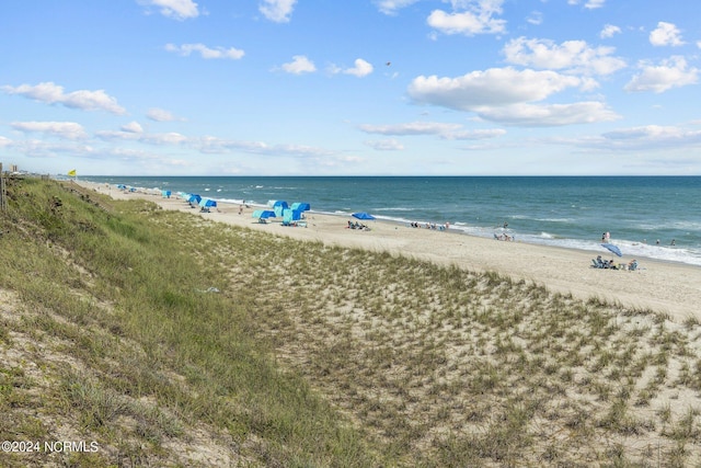 property view of water featuring a view of the beach