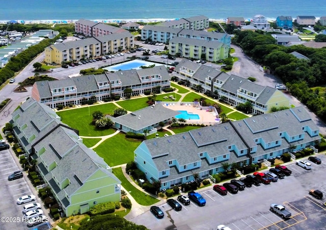 bird's eye view featuring a water view