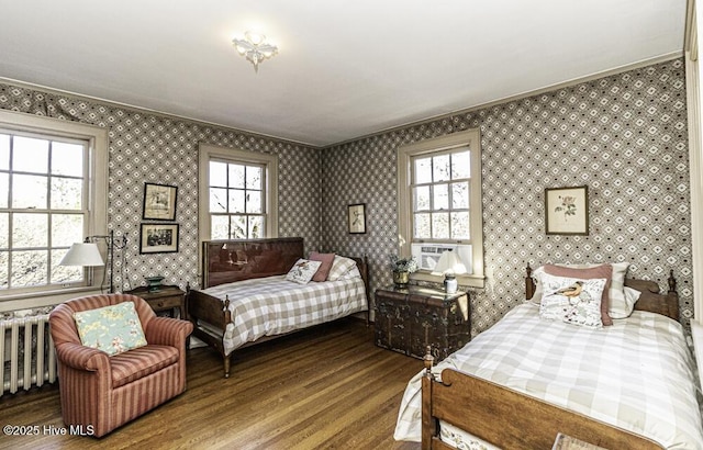 bedroom with multiple windows and wood-type flooring