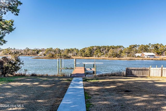 view of dock featuring a water view